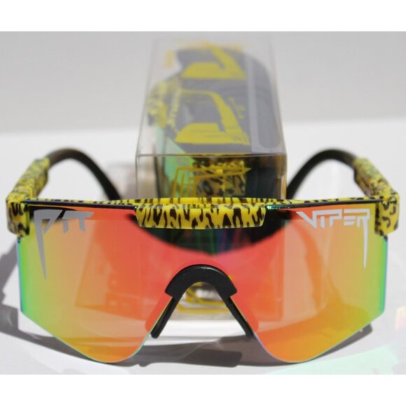 PIT VIPER The Carnivore Sunglasses Yellow/Orange Rainbow Wrap Single Wide NEW - Picture 1 of 9